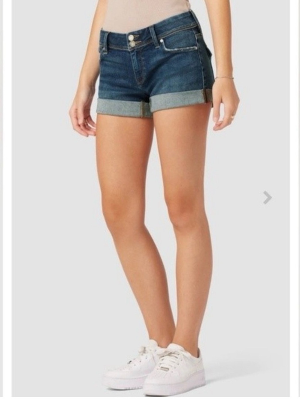 Hudson Croxley Mid Thigh Indigo Denim Shorts Dark Wash Cuffed Size 26